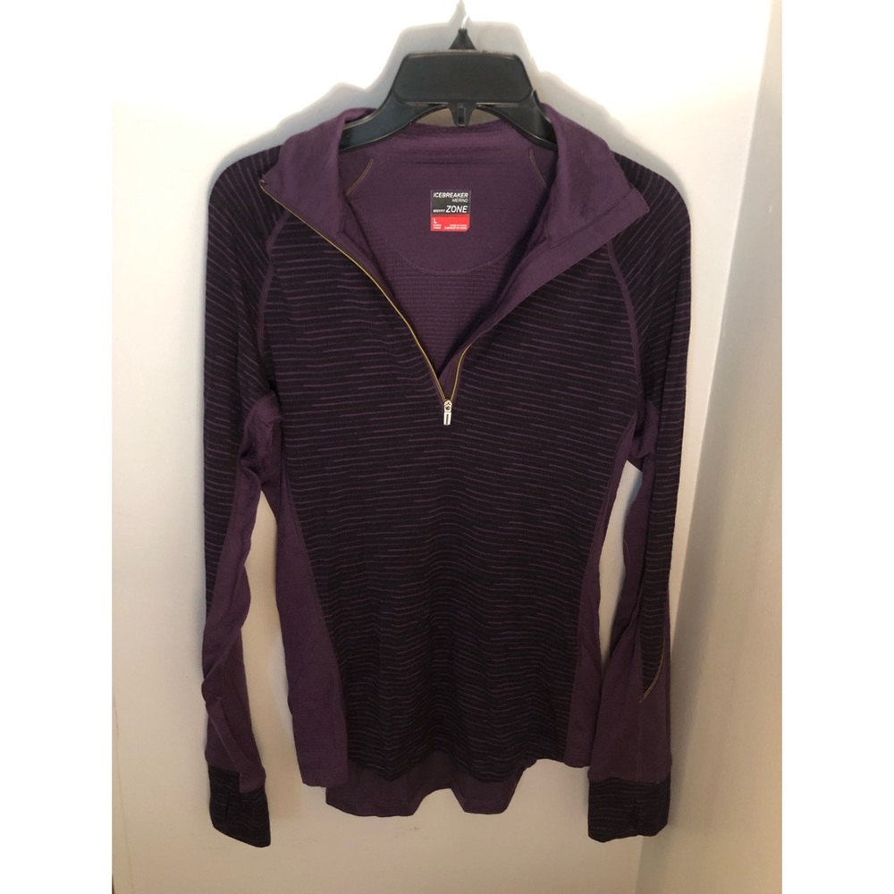Icebreaker Zone Knit Sport Top - Purple Lines L